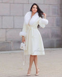 CAPPOTTO IN CASHMERE IN PELLICCIA DI VOLPE BIANCA