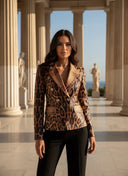 BLAZER DOPPIOPETTO IN PELLE LEOPARDATA 