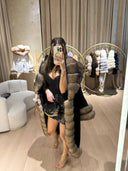 Real Fox Fur with Alkantara Coat in black