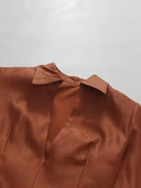 Copper Draped Collar Plunge Midi Dress