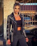 Genuine Leather Biker Jacket in black with studs