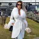 Fox Fur Genuine Leather Coat in white
