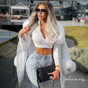 Fox Fur Genuine Leather Coat in white