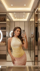 Luxe Ombre Draped Bandage Mini Dress