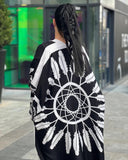 Abaya in seta in bianco/nero