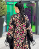 Abaya in lana ricamata in nero