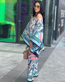 Completo in seta in blu