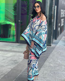 Completo in seta in blu