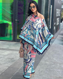 Completo in seta in blu