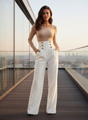High-Waist Wide-Leg Casual Pants