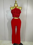 3D Rose Bandage Two-Piece Set