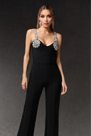Embellished Black Bandage Jumpsuit
