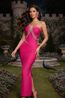 Crystal-Embellished Bandage Midi Dress
