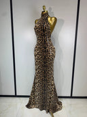Leopard Luxe Halter Sequin Gown