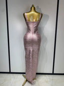 Rose Metallic Bandage Maxi Dress