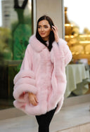 Fox Fur Cashmere Poncho in pink