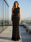Luxury Elastic Knit Round Neck Sleeveless Slim Fit Dress