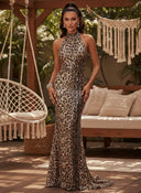 Leopard Luxe Halter Sequin Gown