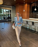 Double Breasted Denim Blazer