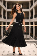 Pearl Edge Knitted Long Sleeve Top & Slim Fit Sleeveless Dress Set