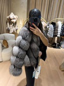 GIACCA IN VERA PELLE CON PELLICCIA DI VOLPE ARGENTO JOY
