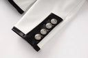White Tailored Leather-Trim Blazer Jacket for Women