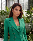 Emerald Green Lace-Up Blazer & Flared Trousers Set