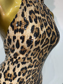 Leopard Luxe Halter Sequin Gown