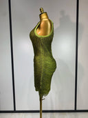 Olive Shimmer Bandage Dress