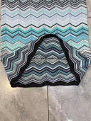 One Shoulder Chevron Knit Maxi Dress – Sky Blue