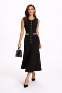 Pearl Edge Knitted Long Sleeve Top & Slim Fit Sleeveless Dress Set