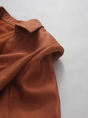 Copper Draped Collar Plunge Midi Dress