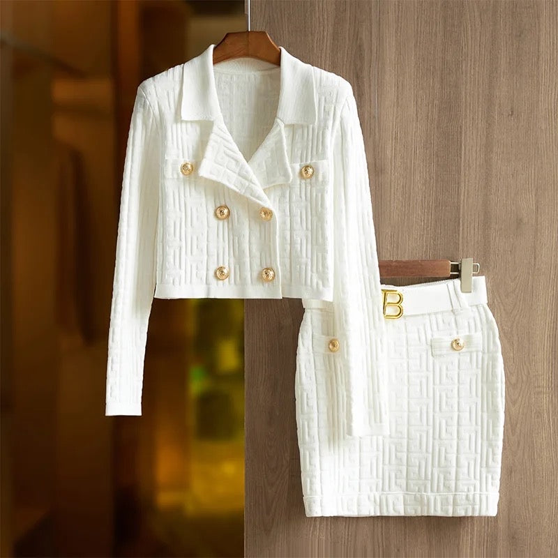 Conjunto Falda Retro Dos Piezas en Blanco