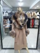 CAPPOTTO IN CASHMERE CON PELLICCIA DI RACONE