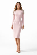 Diamond Beaded Long Sleeve Elegant Dress