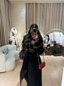 Real Fox Fur Cashmere Coat in black