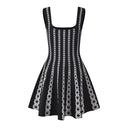 Black & White Knit Bandage Mini Dress