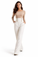 High-Waist Wide-Leg Casual Pants