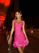 Crystal Ruffle Sleeveless Bodycon Mini Bandage Dress