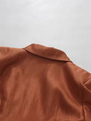 Copper Draped Collar Plunge Midi Dress