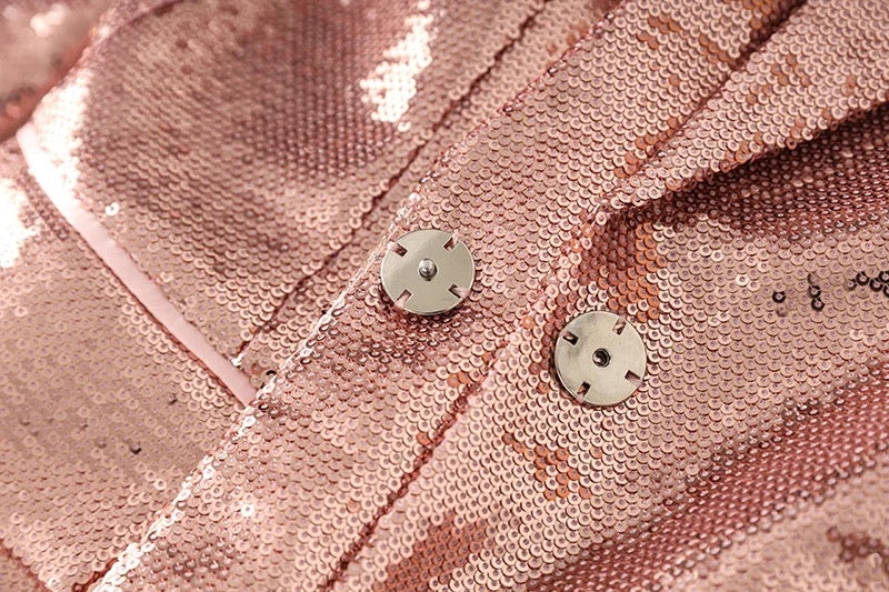 Set da due pezzi con paillettes Larissa color champagne 