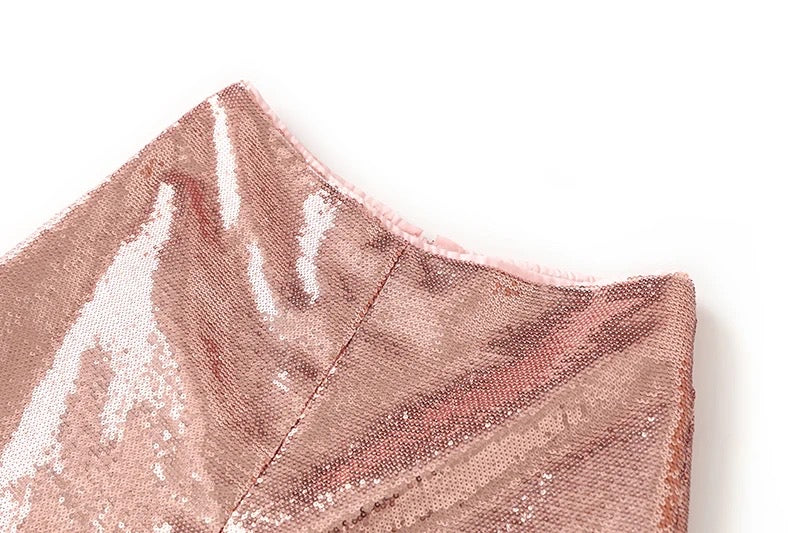 Set da due pezzi con paillettes Larissa color champagne 