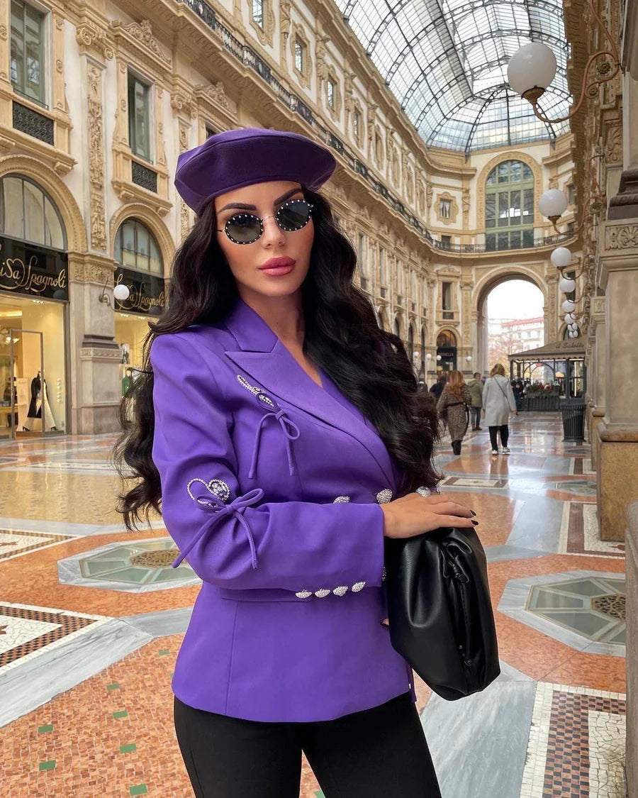 BLAZER DOPPIOPETTO VIOLA CON STRASS 