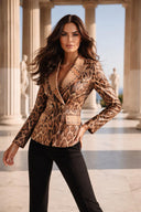 BLAZER DOPPIOPETTO IN PELLE LEOPARDATA 