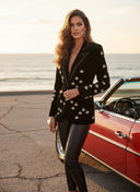BLAZER IN VELLUTO NERO CON DECORAZIONI DI CRISTALLI 