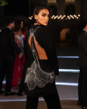Beaded Diamond Hollow Out Single Button Jacket Pants Set
