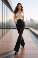 High-Waist Wide-Leg Casual Pants