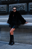 Black Fox Fur & Genuine Leather Jacket