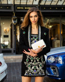 Double Breasted Black Tweed Blazer