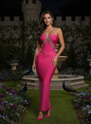 Crystal-Embellished Bandage Midi Dress